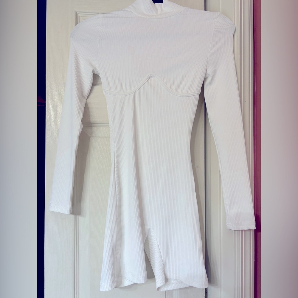 PRETTYLITTETHING White Mock Neck Romper